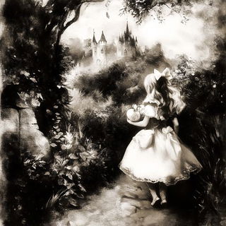 Chrysoprase Outpost style, Midjourney V6.1: retro fairy-tale illustration