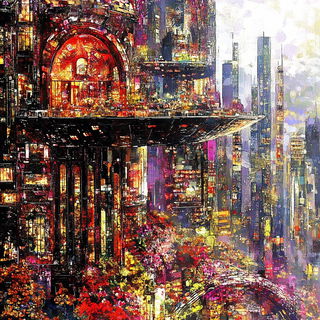 Lacework Parable style, Midjourney V6.1: megacity with futuristic bioarchitecture