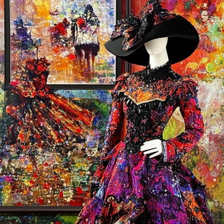 Lacework Parable style, Midjourney V6.1: haute-couture fashion outfit