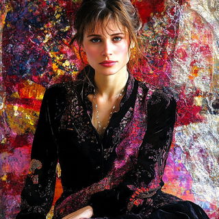 Lacework Parable style, Midjourney V6.1: photographic portrait of female protagonist