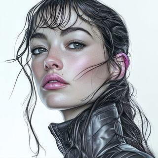 Brightlocked Terrain style, Midjourney V6.1: photographic portrait of female protagonist