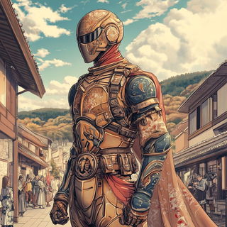 Highsummer Cascadefront style, Midjourney V6.1: concept art character design of retropunk steam knight