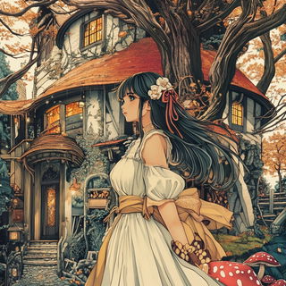 Highsummer Cascadefront style, Midjourney V6.1: retro fairy-tale illustration
