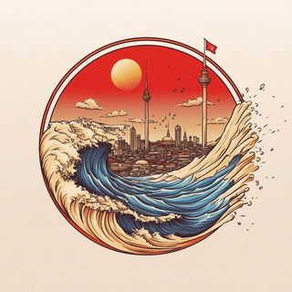 Highsummer Cascadefront style, Midjourney V6.1: bold minimalist logo design for Istanbul city municipal services