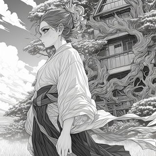 Highsummer Cascadefront style, Midjourney V6.1: black-and-white manga comic strip