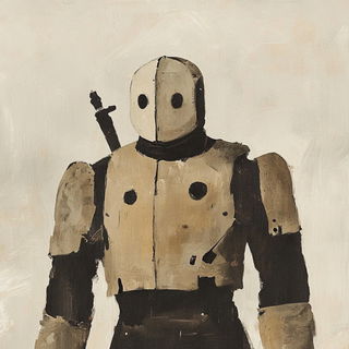 Graffitronica style, Midjourney V6.1: concept art character design of retropunk steam knight
