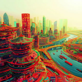 Countercurrent Shanshui style, Midjourney V6.1: megacity with futuristic bioarchitecture