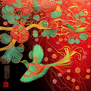 Countercurrent Shanshui style, Midjourney V6.1: traditional folk art