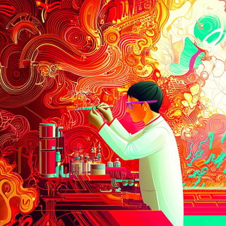 Countercurrent Shanshui style, Midjourney V6.1: editorial illustration for popular scientific magazine cover