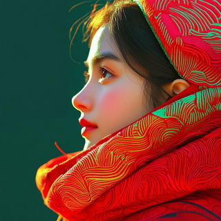 Countercurrent Shanshui style, Midjourney V6.1: photographic portrait of female protagonist