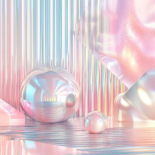 Neon Cliffs on Felt style, Midjourney V6.1: abstract 3D render