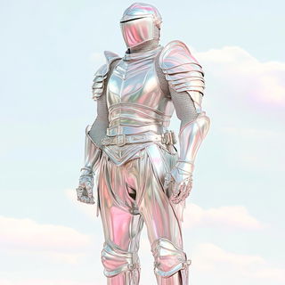 Neon Cliffs on Felt style, Midjourney V6.1: concept art character design of retropunk steam knight