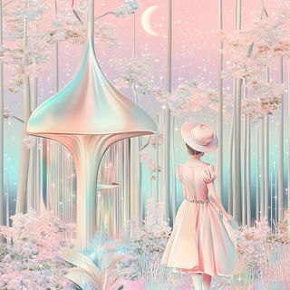 Neon Cliffs on Felt style, Midjourney V6.1: retro fairy-tale illustration
