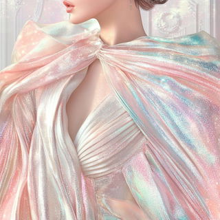 Neon Cliffs on Felt style, Midjourney V6.1: haute-couture fashion outfit