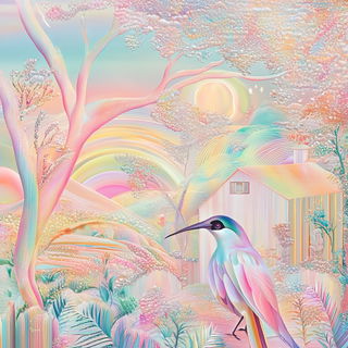 Neon Cliffs on Felt style, Midjourney V6.1: traditional folk art