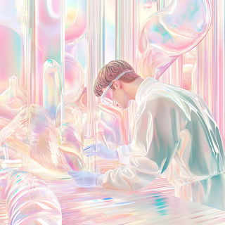 Neon Cliffs on Felt style, Midjourney V6.1: editorial illustration for popular scientific magazine cover