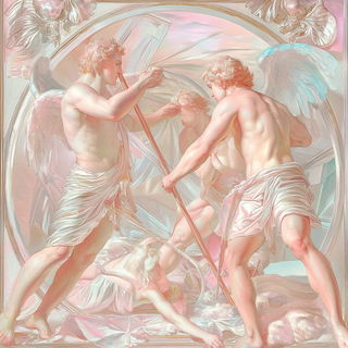 Neon Cliffs on Felt style, Midjourney V6.1: classical 18th-century oil painting