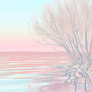 Neon Cliffs on Felt style, Midjourney V6.1: realistic landscape photograph of quiet dawn