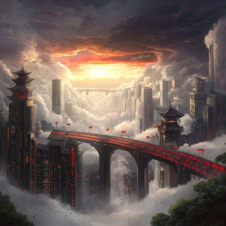 Anansi Coralwork style, Midjourney V6.1: megacity with futuristic bioarchitecture