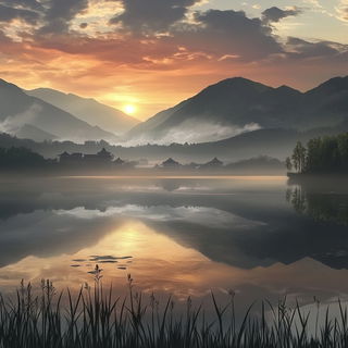 Anansi Coralwork style, Midjourney V6.1: realistic landscape photograph of quiet dawn