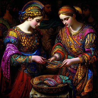 Gouachecosm style, Midjourney V6.1: classical 18th-century oil painting