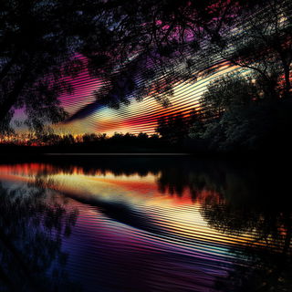 Marblestroke style, Midjourney V6.1: realistic landscape photograph of quiet dawn