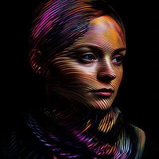 Marblestroke style, Midjourney V6.1: photographic portrait of female protagonist