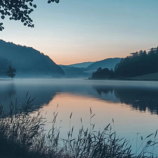 Embankment Colossus style, Midjourney V6.1: realistic landscape photograph of quiet dawn