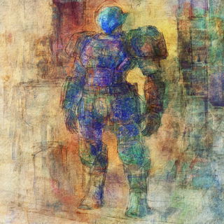 Mistsaffron style, Midjourney V6.1: concept art character design of retropunk steam knight