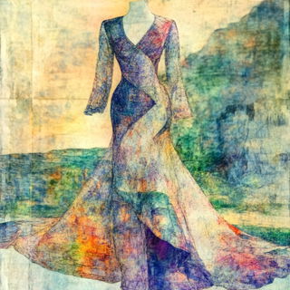 Mistsaffron style, Midjourney V6.1: haute-couture fashion outfit