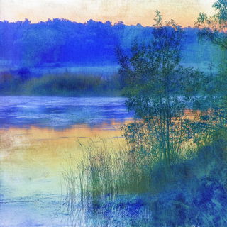 Mistsaffron style, Midjourney V6.1: realistic landscape photograph of quiet dawn