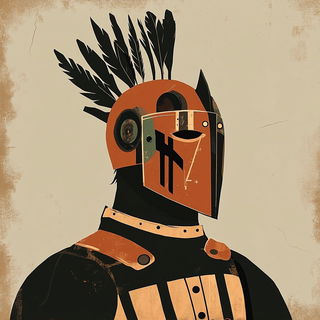 Ribbonscript Ornamentals style, Midjourney V6.1: concept art character design of retropunk steam knight