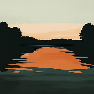 Ribbonscript Ornamentals style, Midjourney V6.1: realistic landscape photograph of quiet dawn