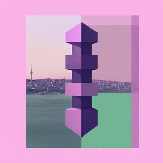 Rainbow Badlands style, Midjourney V6.1: bold minimalist logo design for Istanbul city municipal services