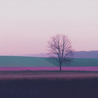 Rainbow Badlands style, Midjourney V6.1: realistic landscape photograph of quiet dawn