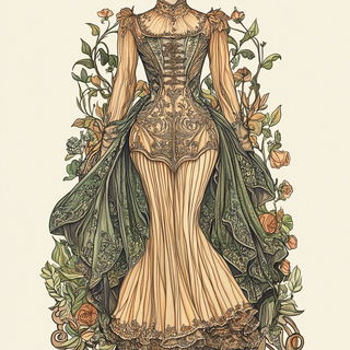 Bumblequill style, Midjourney V6.1: haute-couture fashion outfit