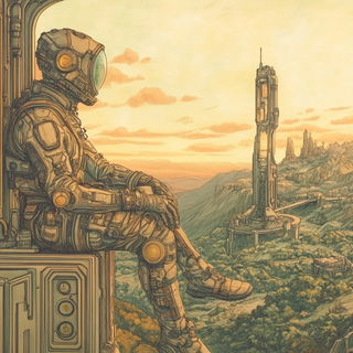 Bumblequill style, Midjourney V6.1: cinematic shot from sci-fi movie