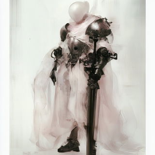 Floravure style, Midjourney V6.1: concept art character design of retropunk steam knight