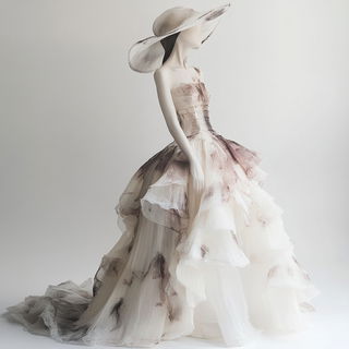 Floravure style, Midjourney V6.1: haute-couture fashion outfit