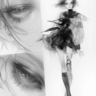 Floravure style, Midjourney V6.1: black-and-white manga comic strip