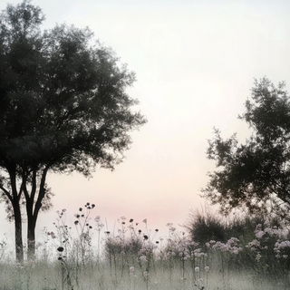 Floravure style, Midjourney V6.1: realistic landscape photograph of quiet dawn
