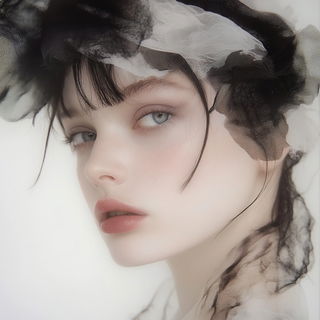 Floravure style, Midjourney V6.1: photographic portrait of female protagonist