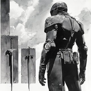 Balustradion style, Midjourney V6.1: concept art character design of retropunk steam knight