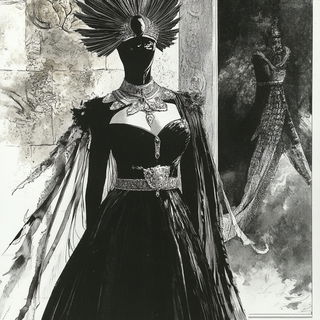 Balustradion style, Midjourney V6.1: haute-couture fashion outfit