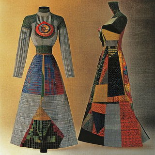 Spheropilgrimage style, Midjourney V6.1: haute-couture fashion outfit