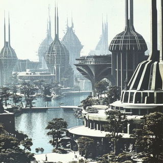 Floranomadics style, Midjourney V6.1: megacity with futuristic bioarchitecture