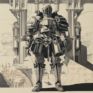 Tealcryo style, Midjourney V6.1: concept art character design of retropunk steam knight