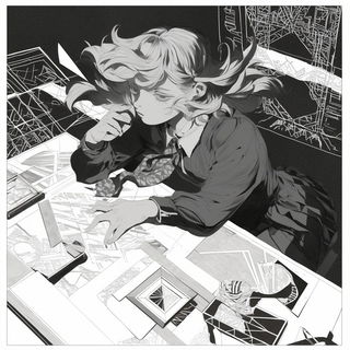 Tealcryo style, Midjourney V6.1: black-and-white manga comic strip