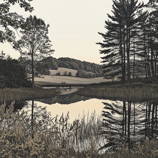 Tealcryo style, Midjourney V6.1: realistic landscape photograph of quiet dawn