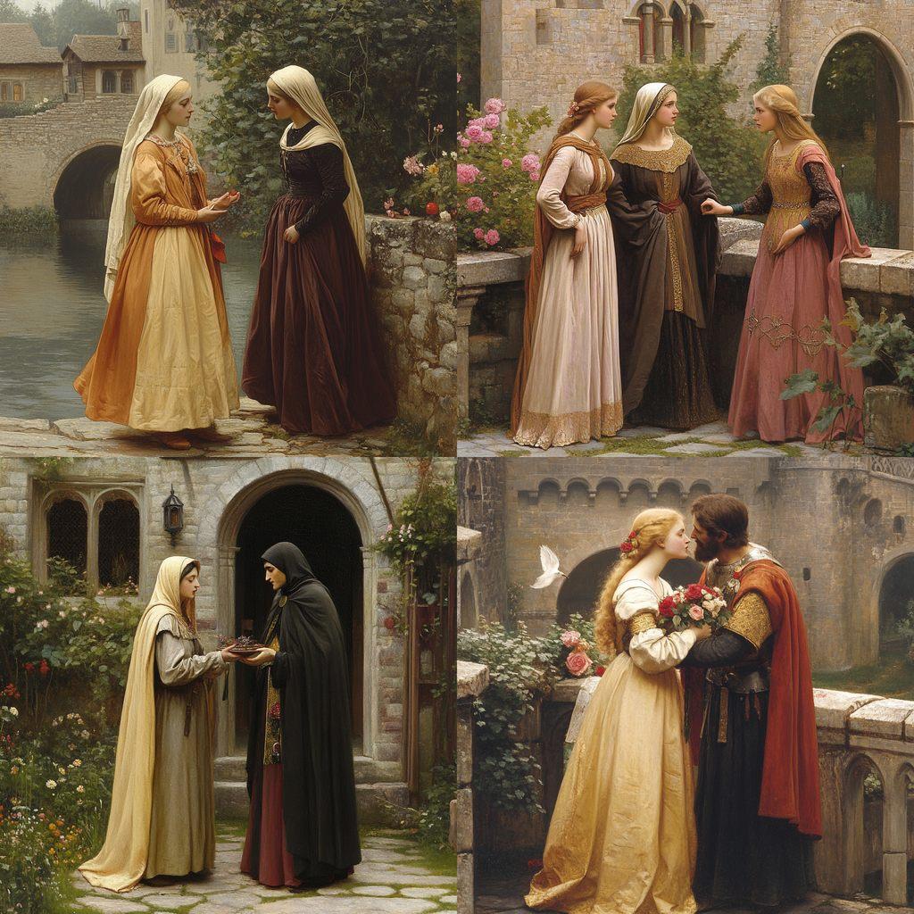 Edmund Leighton style, Midjourney V6.1, render 1 of 4